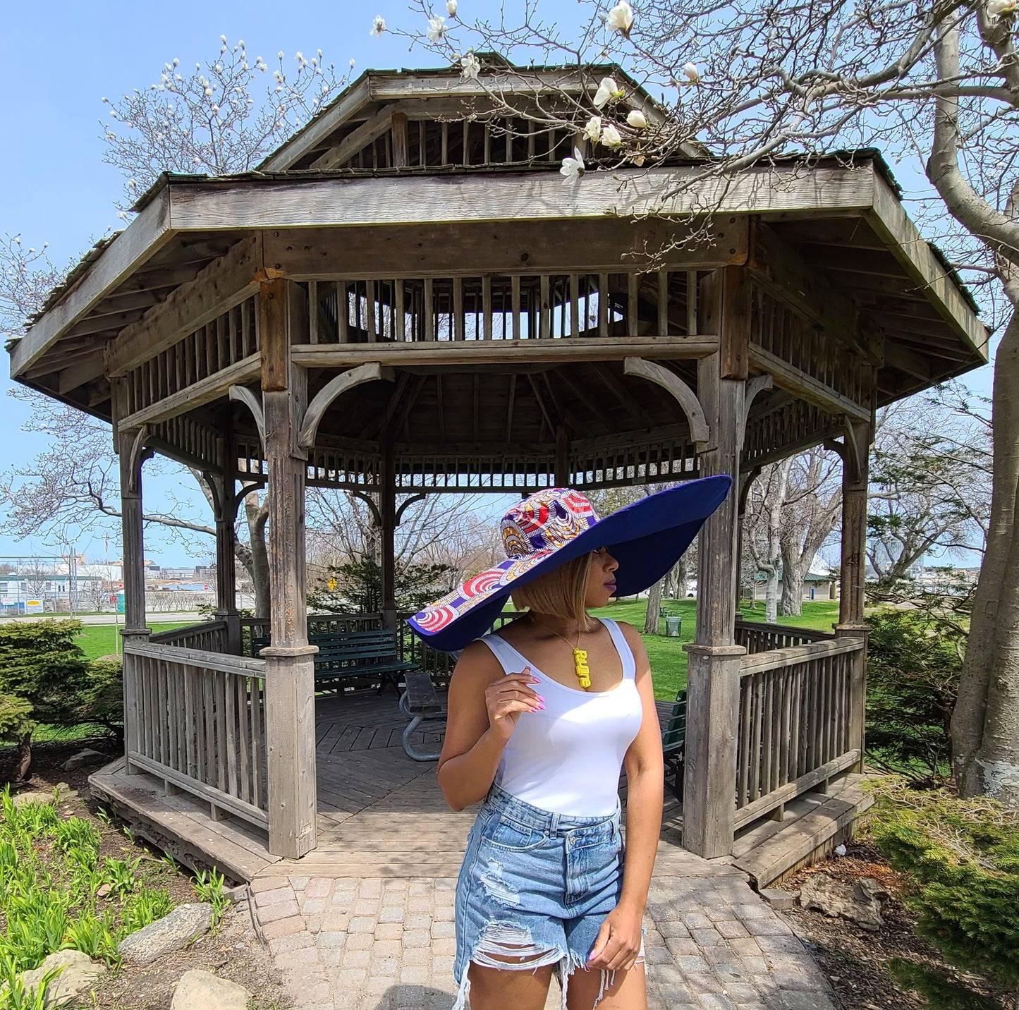 Blue & Red Large Floppy Hat