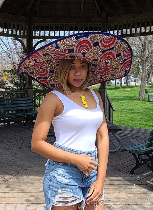 Blue & Red Large Floppy Hat
