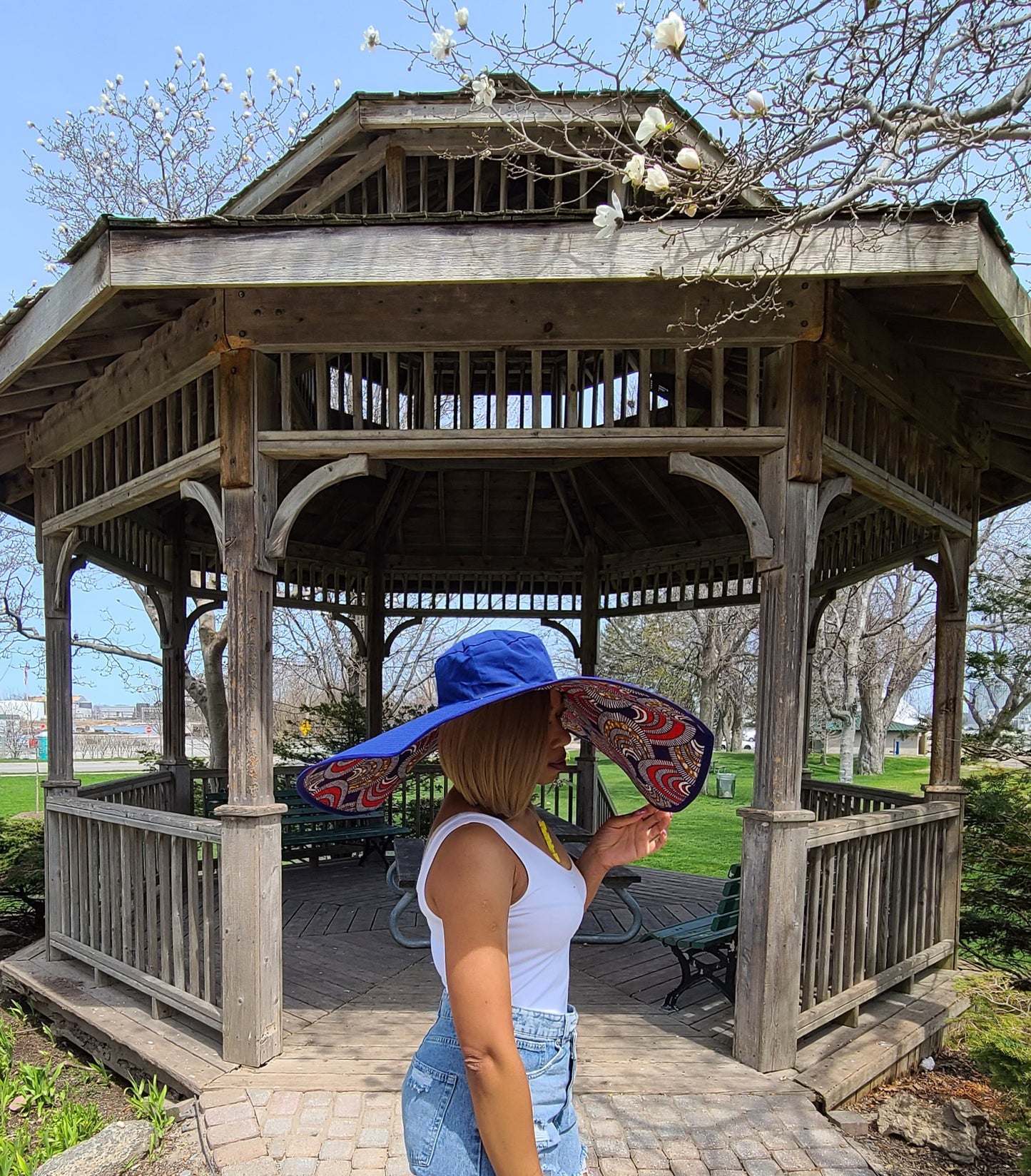 Blue & Red Large Floppy Hat