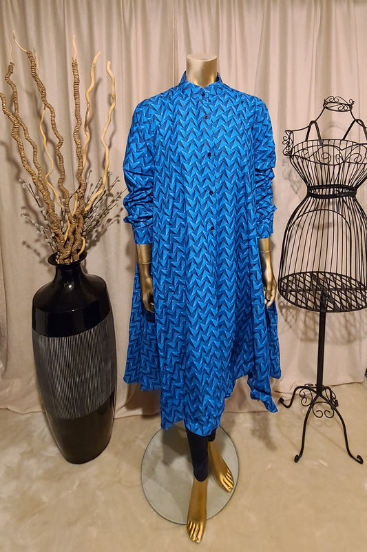 Blue Fit and Flare Dress