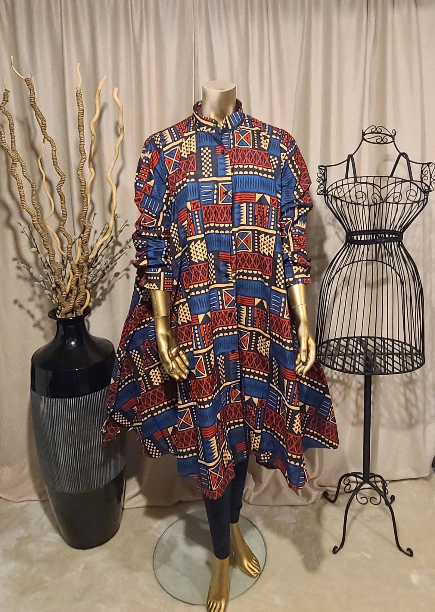 Multi-colored Fit and Flare Dress