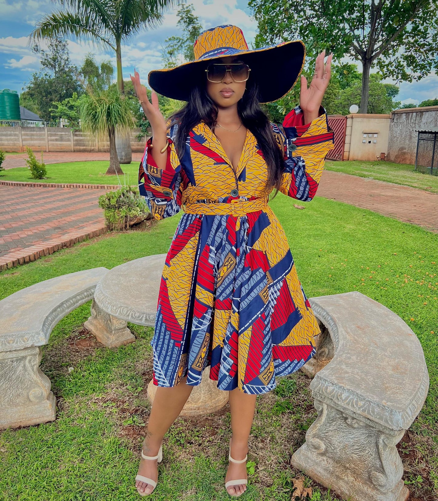 Yellow & Red Dress Jacket with Matching Floppy Hat