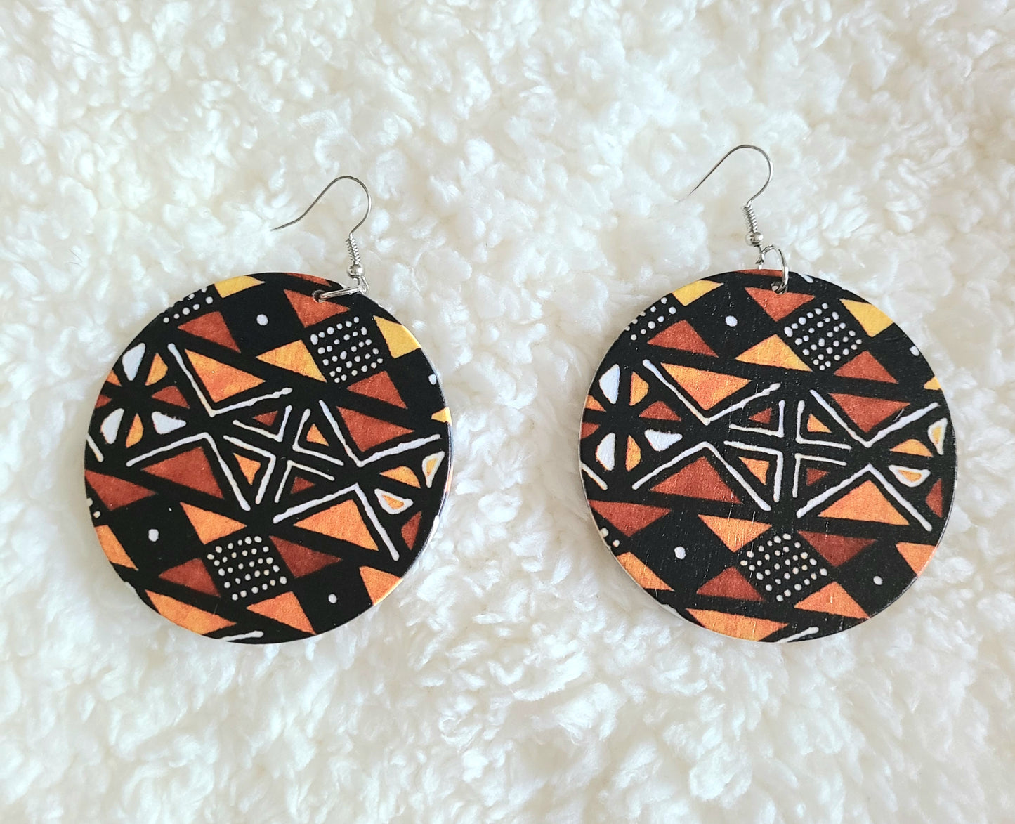 Circle, African Print Earrings