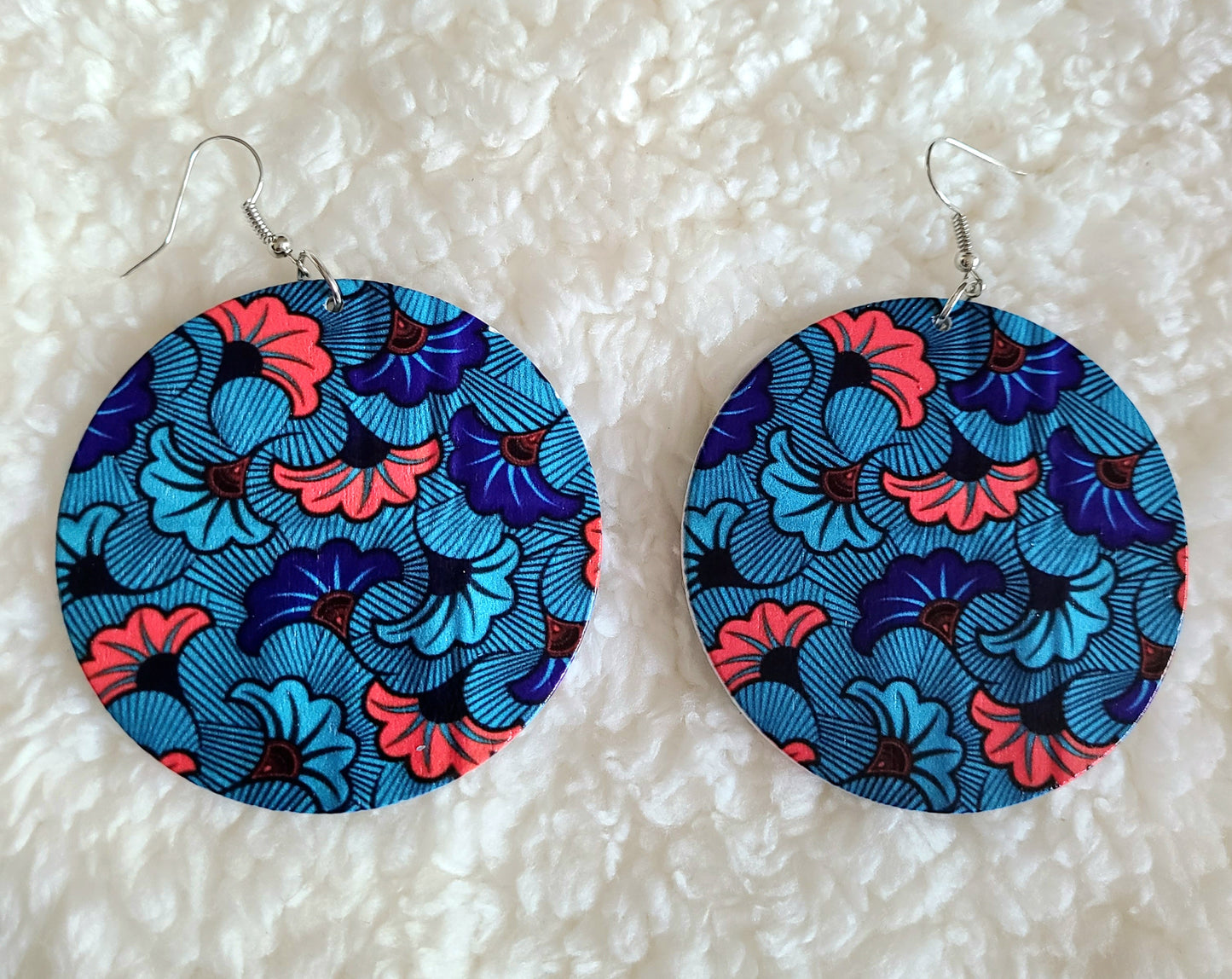 Circle, African Print Earrings