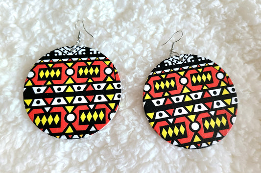Circle, African Print Earrings