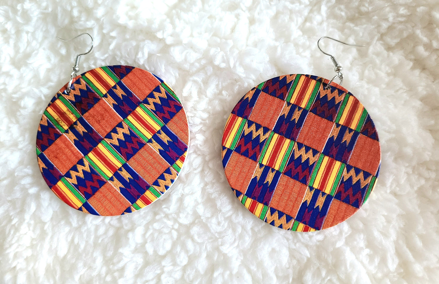 Circle, African Print Earrings
