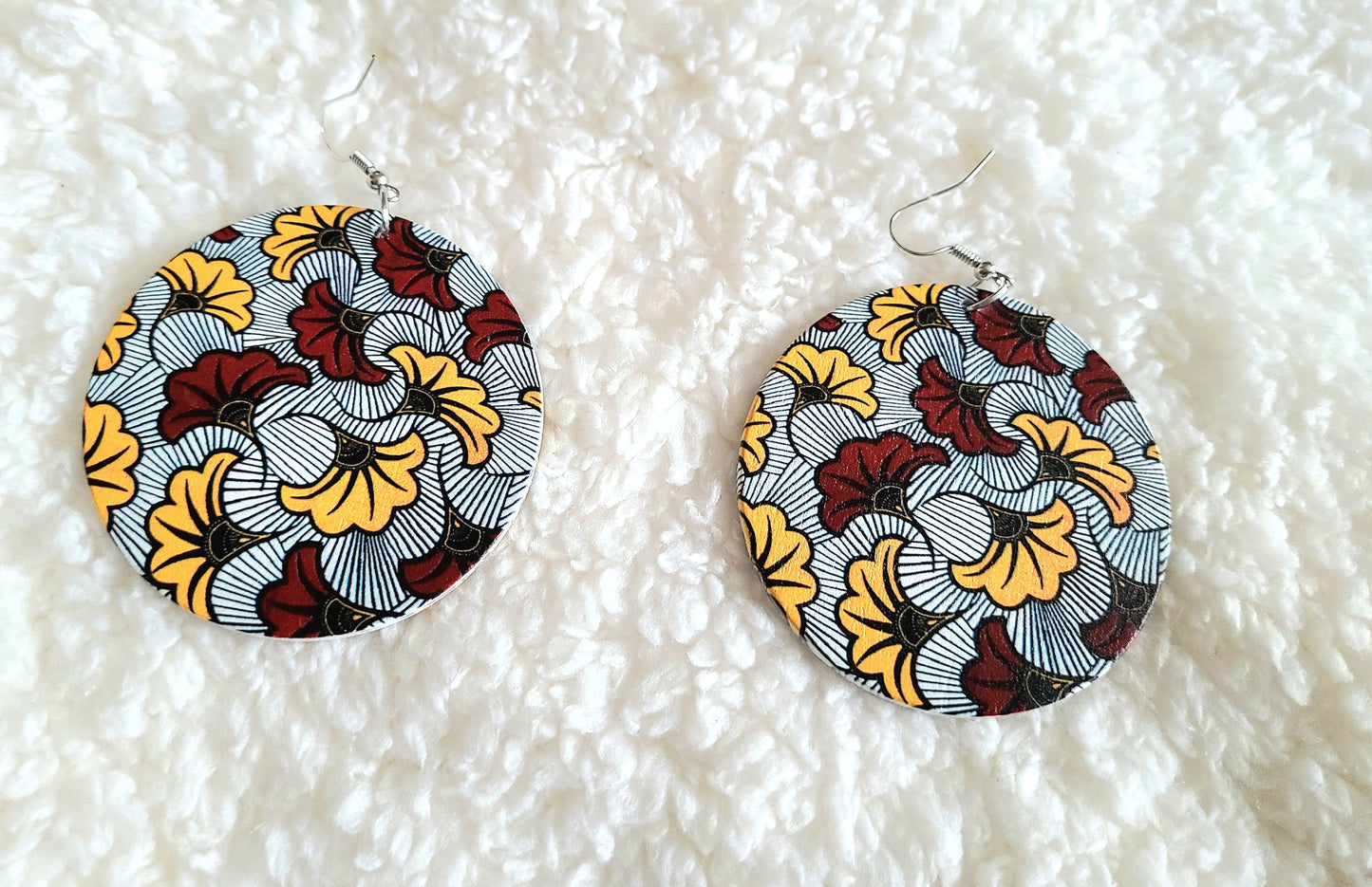 Circle, African Print Earrings