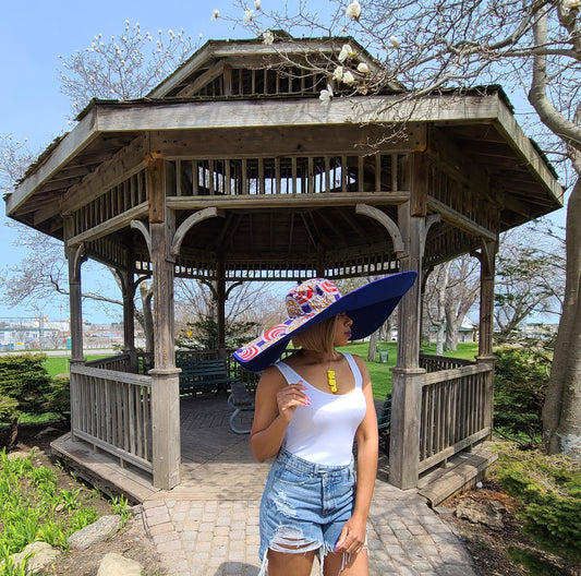 Blue & Red Large Floppy Hat