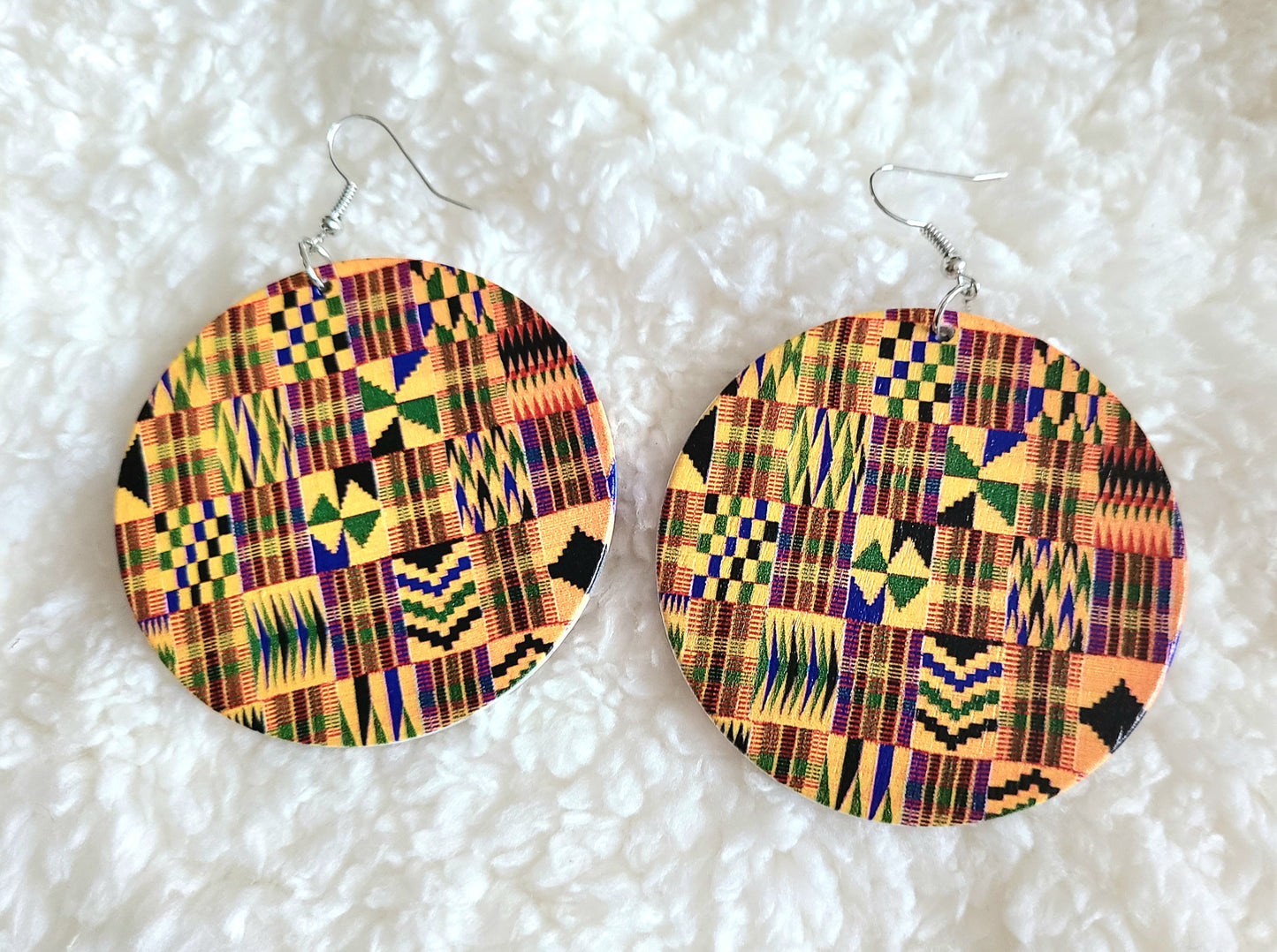 Circle, African Print Earrings