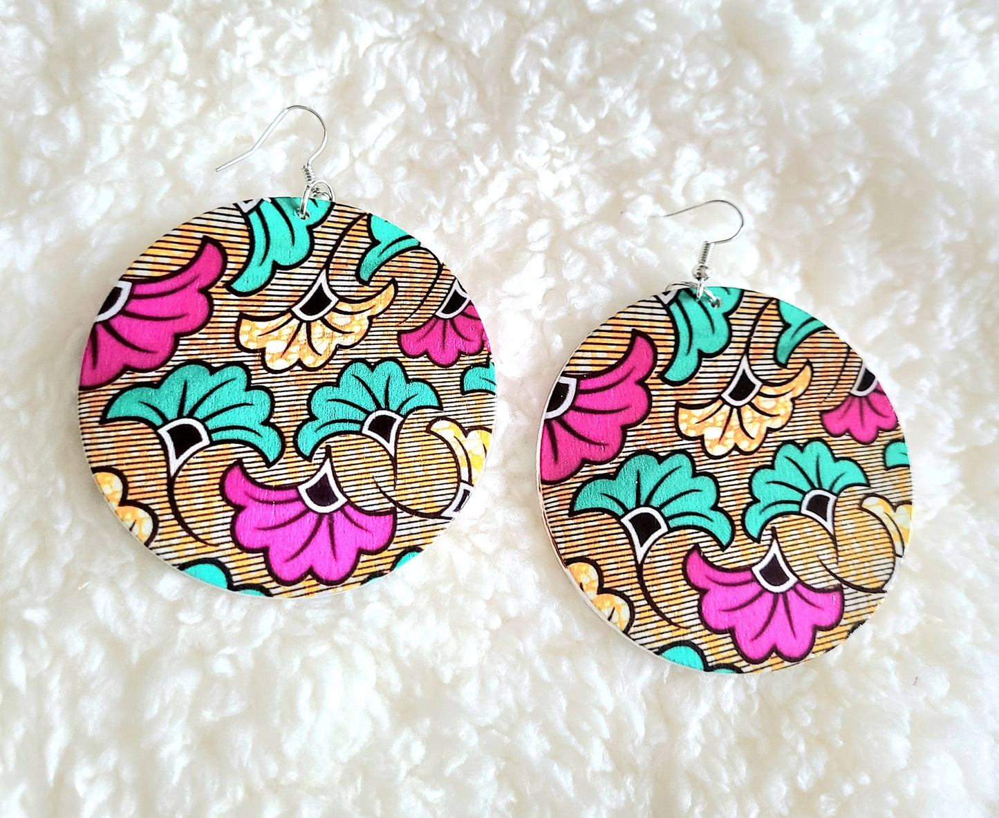 Circle, African Print Earrings