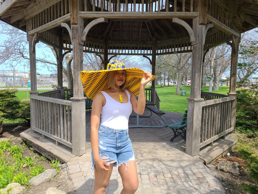 Yellow & Blue Large Floppy Hat